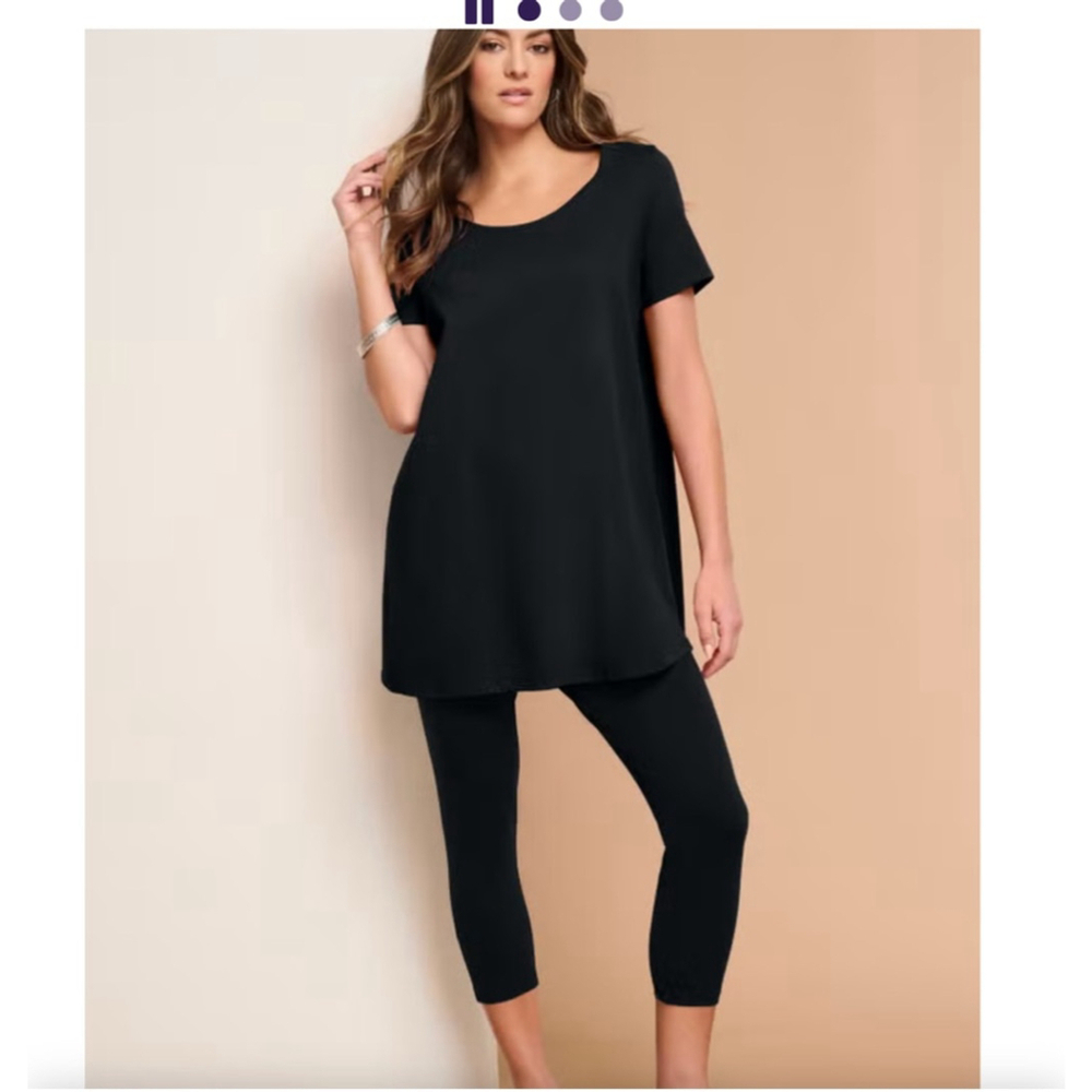 Women's Roaman's Black V-Neck Tunic Top Plus Size 2X